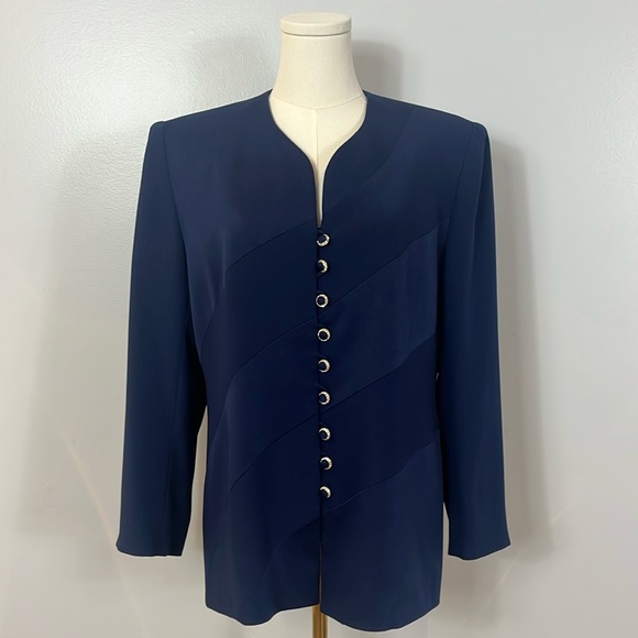 Frascara Vintage Navy Blue Evening Blazer Jacket - Picture 3 of 12